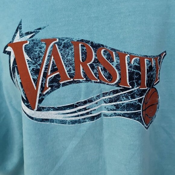 PLT Aqua Varsity Print Crop Washed Sweatshirt sz L NEW - Picture 4 of 8